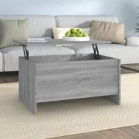 vidaXL Table basse grise imitation bois Sonoma, 80x55,5x41,5 cm, matériau composite - Table basse - Tables basses - Table basse à hauteur réglable - Table d'appoint