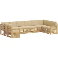 vidaXL Ensemble de canapés d'extérieur , 7 pièces, blanc et beige, 363 x 187,5 x 73 cm