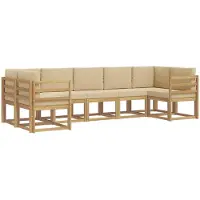 vidaXL Ensemble de canapés d'extérieur avec coussins, 7 pièces, blanc et beige