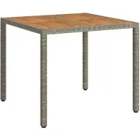 vidaXL Table de jardin Grise 90 x 90 x 75 cm en polyrotin