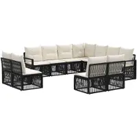 vidaXL Ensemble de canapé de jardin 11 pcs Noir Poly-Rotin
