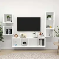 Prolenta Maison Exclusive - Ensemble de 4 meubles TV blancs en bois composite
