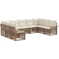 vidaXL Ensemble de canapé de jardin 9 pcs Beige Poly-Rattan