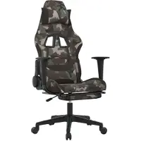Syfax Chaise de jeu de massage repose-pied Noir et camouflage Tissu