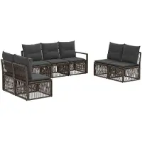 vidaXL Ensemble de canapés de jardin , 7 pièces, gris, en polyrotin