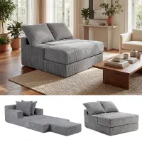 Costway Canapé-lit 2 en 1 avec fonction couchage, canapé de sol en polaire corail, canapé-lit sans armature avec 2 coussins et housse lavable, canapé compressible