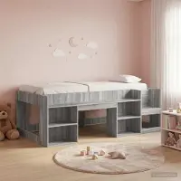 Prolenta Lit bébé exclusif avec espace de rangement, finition Sonoma gris, dimensions 100 x 200 cm