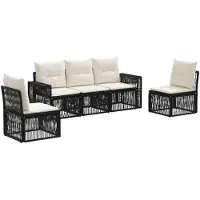 vidaXL Ensemble de canapés de jardin , 5 pièces, noir et blanc crème, en polyrotin