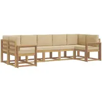 vidaXL Ensemble de canapés d'extérieur avec coussins, 7 pièces, blanc et beige