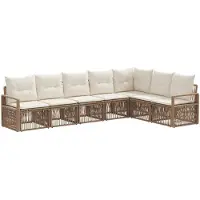 vidaXL Ensemble de canapés de jardin 7 pièces beige en polyrotin
