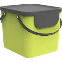 Rotho Système de tri des déchets 40L Albula - Poubelle 40,0 x 35,8 x 34,0 cm - Poubelle plastique avec poignées - Poubelle avec couvercle et autocollants