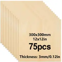 OEM Bois non traité, qualité supérieure, matériau écologique, 75 pièces, 3 mm, 300 x 300 mm