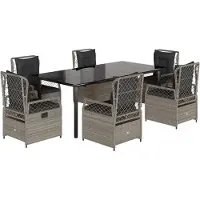 vidaXL Ensemble de jardin 7 pièces avec coussins gris clair Poly rotin