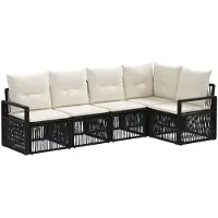 vidaXL Ensemble de canapés de jardin , 5 pièces, en rotin synthétique noir
