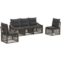 vidaXL Ensemble de canapés de jardin , 5 pièces, gris, en polyrotin