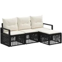 vidaXL Ensemble de canapés de jardin , 4 pièces, noir, en polyrotin