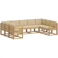 vidaXL Ensemble de canapés d'extérieur avec coussins, 9 pièces, blanc et beige
