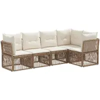 vidaXL Ensemble de canapés de jardin 5 pièces beige en polyrotin