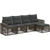 vidaXL Ensemble de canapés de jardin , 5 pièces, gris et gris foncé, en polyrotin
