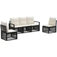 vidaXL Ensemble de canapés de jardin , 5 pièces, en rotin synthétique noir