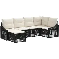 vidaXL Ensemble de canapés de jardin , 6 pièces, en rotin synthétique noir