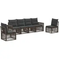 vidaXL Ensemble de canapés de jardin , 6 pièces, gris et gris foncé, en polyrotin