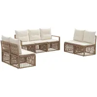 vidaXL Ensemble de canapés de jardin 7 pièces beige en polyrotin
