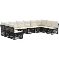vidaXL Ensemble de canapé de jardin 10 pcs Noir Poly-Rotin