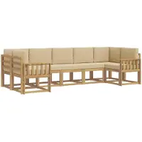 vidaXL Ensemble de canapés d'extérieur avec coussins, 7 pièces, blanc et beige