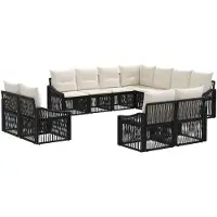 vidaXL Ensemble de canapé de jardin 11 pcs Noir Poly-Rotin
