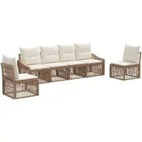 vidaXL Ensemble canapé de jardin 6 pièces beige en polyrotin