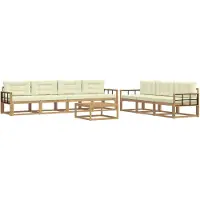 vidaXL Ensemble de salon de jardin 7 pièces, blanc et crème