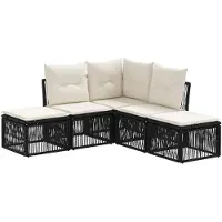 vidaXL Ensemble de canapés de jardin , 5 pièces, en rotin synthétique noir