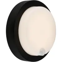 Briloner Applique murale LED avec capteur 170x55mm ronde 4W 700lm 3000K lumière blanche chaude détecteur mouvement IP44 noire lampe extérieure façade entrée