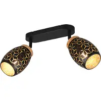 TRIO Plafonnier, métal, noir-or, E14, 2 flammes, L 28 cm