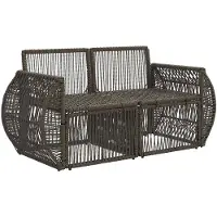 vidaXL Canapé de jardin 2 places, gris, en polyrotin