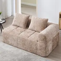 Sweiko Canapé confortable pour 2 personnes, aucun assemblage nécessaire, canapé moelleux avec un coussin, poches latérales pour la télécommande et le téléphone portable, ordonné et élégant, Kaki