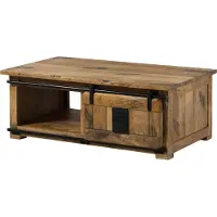 MASSIVMOEBEL24.DE MASSIVMOEBEL24 | Table basse 120x70x45 en bois de manguier laqué brun clair RAILWAY #1007
