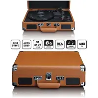 Lenco Platine vinyle - - Classic Phono TT-10 - Vintage marron - Haut-parleurs stéréo intégrés - 33/45/78 tours