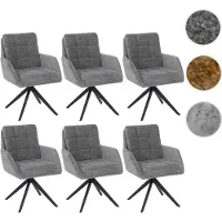Mendler Lot de 6 chaises de salle à manger HWC-Q36, chaises de cuisine pivotantes à retour automatique, tissu chenille (680 g/m²) certifié Oeko-Tex, structure métallique MVG gris