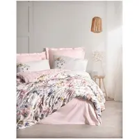 L'essentiel Maison , Dalya - Powder, ensemble housse de couette en satin king (FR), poudre, 100 % satin de coton, 240 x 220 cm