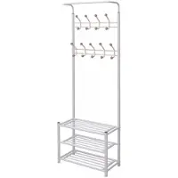 Décoshop26 Porte-manteau avec rangement de chaussures 68x32x182,5cm blanc DEC024190