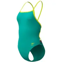 Speedo Fl Solid Tri Back Swimsuit Vert UK 28 Femme