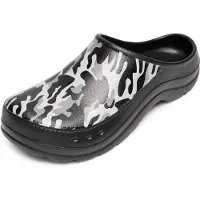 Ladeheid Sabots de jardin pour homme - Chaussures de jardin ultra-légères en EVA LA-CA-ComoHappyMan (motif camouflage noir et blanc, taille 41)