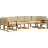 vidaXL Ensemble de canapés d'extérieur avec coussins, 7 pièces, blanc et beige