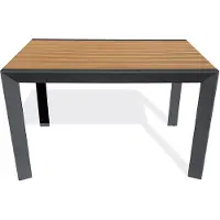 DCB Groupe Table de jardin 4 places en alu plateau polywood aspect bois