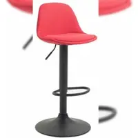 Décoshop26 Tabouret de bar en tissu rouge et cadre en métal noir hauteur réglable pieds trompette TDB10572