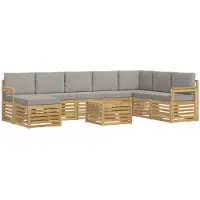 vidaXL Ensemble de canapés d'extérieur , 7 pièces, blanc et gris clair, 59 x 59 x 37 cm