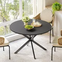 Great han Table ronde à pieds en X, 120 cm - Table de cuisine et de salle à manger pour le télétravail, le balcon ou comme table basse - Noir