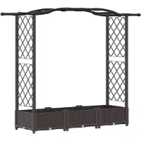 vidaXL Jardinière surélevée avec treillis et toit, couleur marron, 169 x 40 x 123 cm, en PP